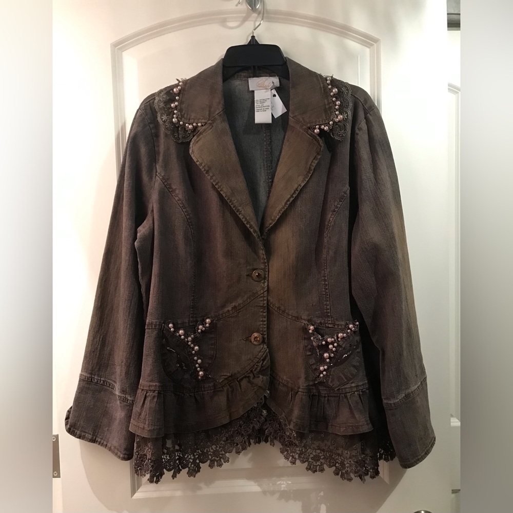 NWT Embellished Denim Jacket